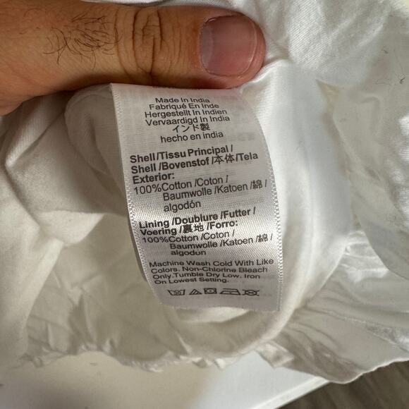 Madewell Sleeveless Crewneck Bubble Top SZ M White Pullover Lined Stretch Cotton - Picture 7 of 8